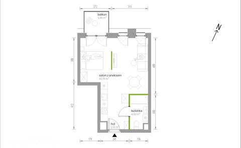 Plan 1 pok. 39m²