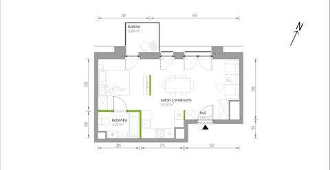 Plan 1 pok. 39m²