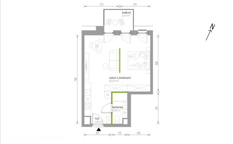 Plan 1 pok. 40m²
