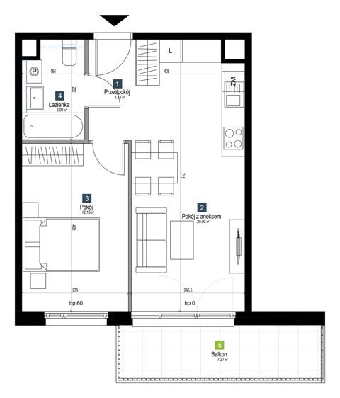 Plan 2 pok. 40m²