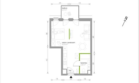Plan 1 pok. 39m²