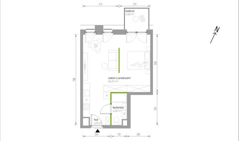 Plan 1 pok. 40m²