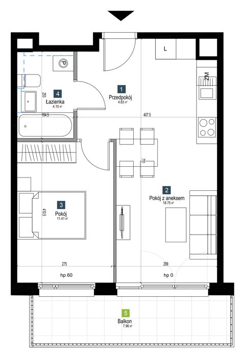 Plan 2 pok. 39m²