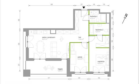 Plan 3 pok. 75m²