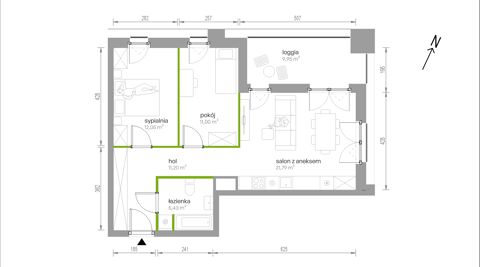 Plan 3 pok. 61m²
