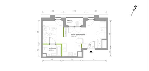 Plan 1 pok. 36m²