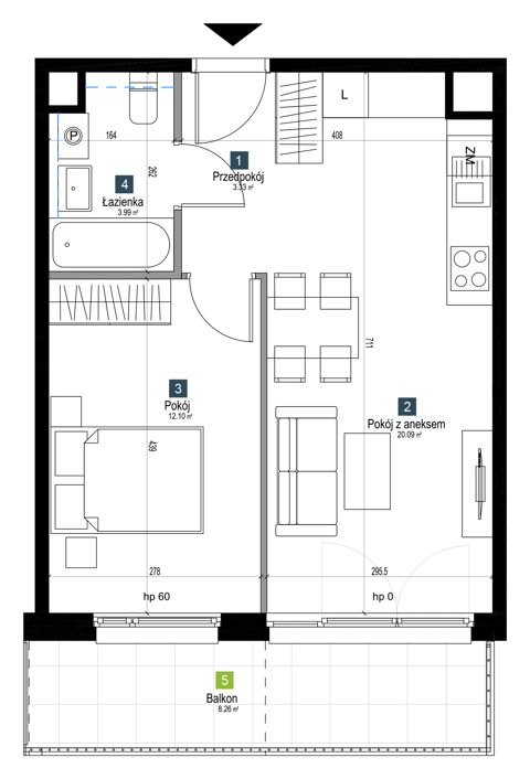 Plan 2 pok. 40m²
