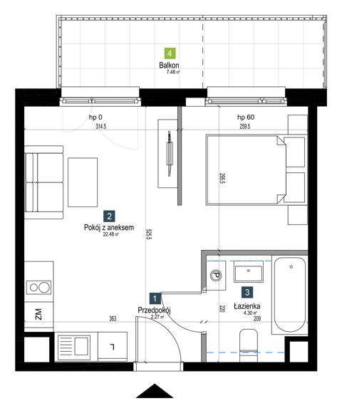 Plan 1 pok. 29m²