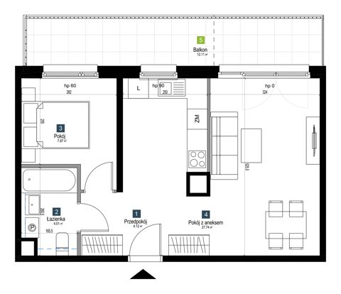 Plan 2 pok. 44m²