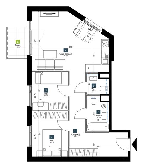 Plan 3 pok. 62m²