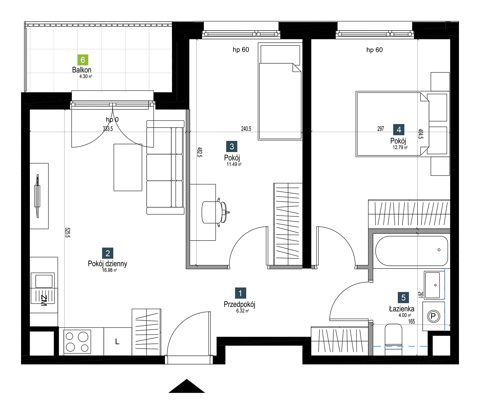 Plan 3 pok. 52m²