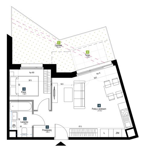 Plan 2 pok. 38m²