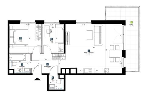 Plan 3 pok. 64m²