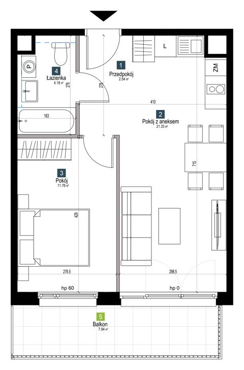 Plan 2 pok. 40m²