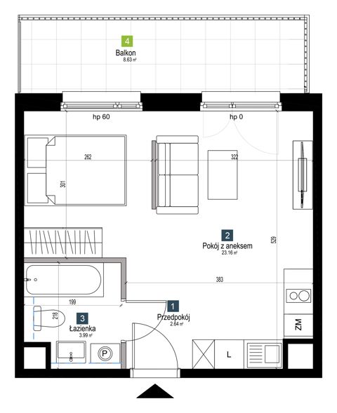 Plan 1 pok. 30m²