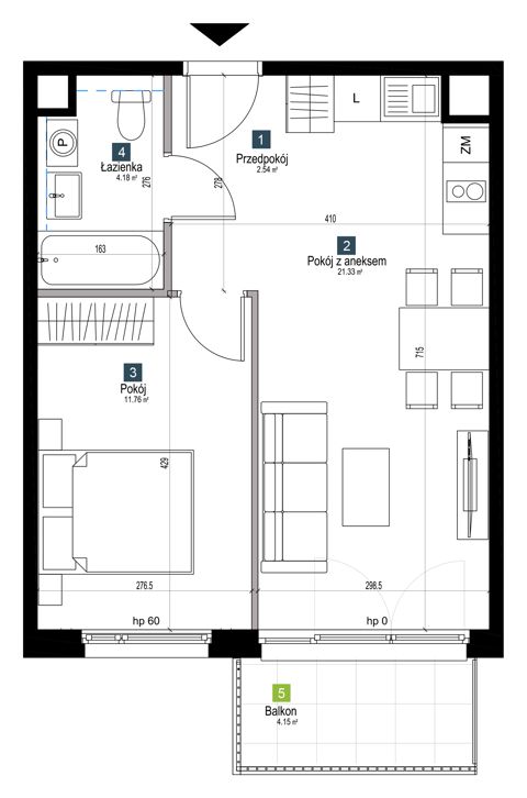 Plan 2 pok. 40m²