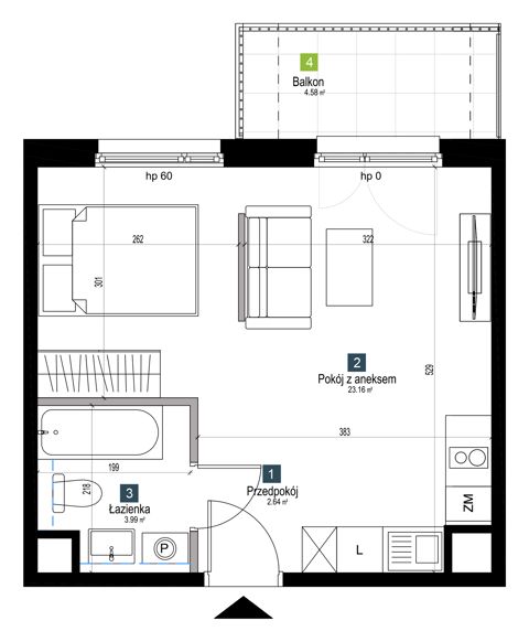 Plan 1 pok. 30m²