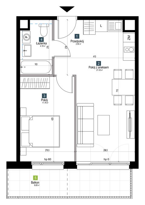 Plan 2 pok. 40m²