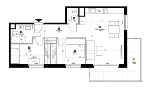 Plan 3 pok. 60m²