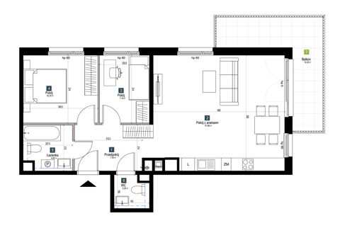 Plan 3 pok. 64m²