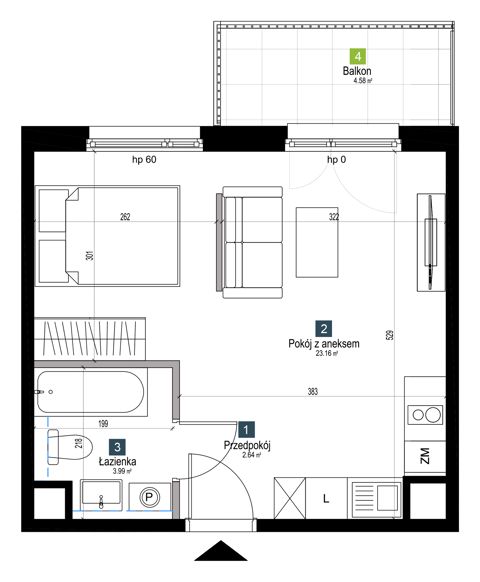 Plan 1 pok. 30m²