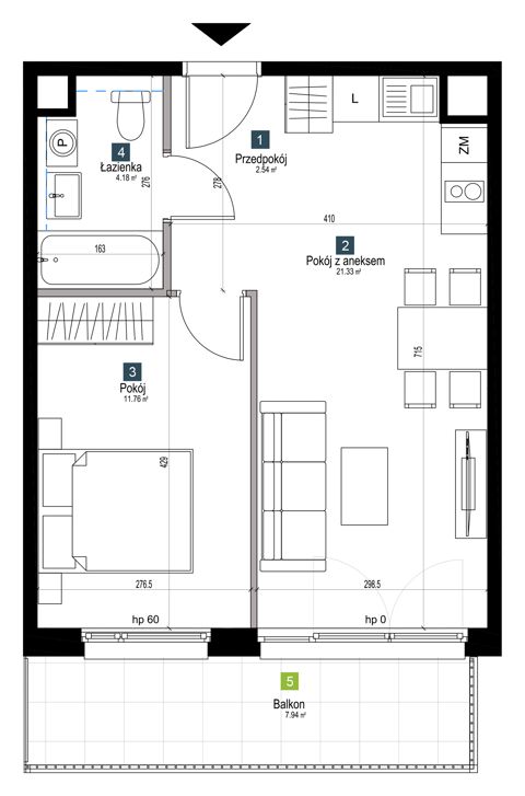 Plan 2 pok. 40m²