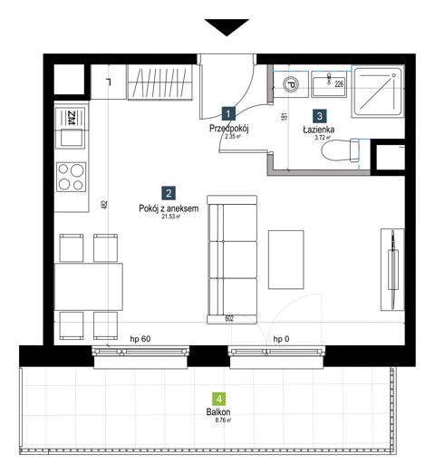 Plan 1 pok. 28m²