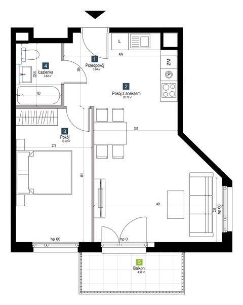 Plan 2 pok. 46m²