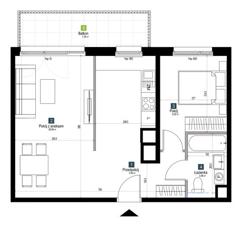 Plan 2 pok. 48m²