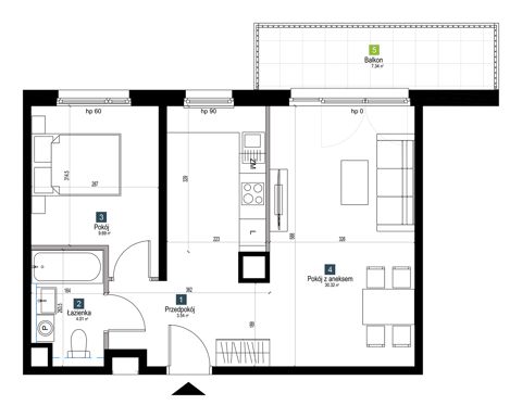 Plan 2 pok. 48m²