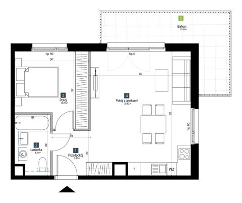 Plan 2 pok. 44m²