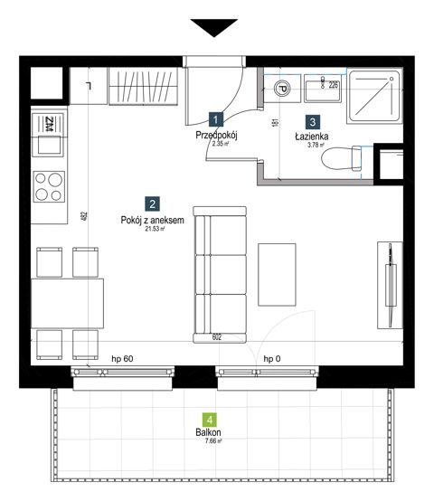 Plan 1 pok. 28m²