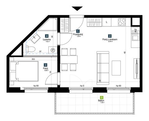Plan 2 pok. 37m²