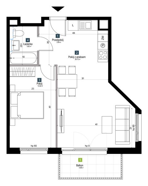 Plan 2 pok. 46m²