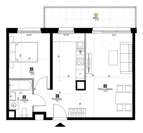 Plan 2 pok. 48m²