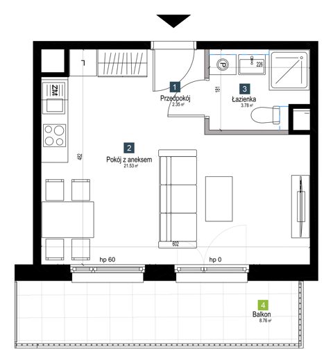 Plan 1 pok. 28m²