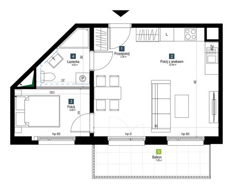 Plan 2 pok. 37m²