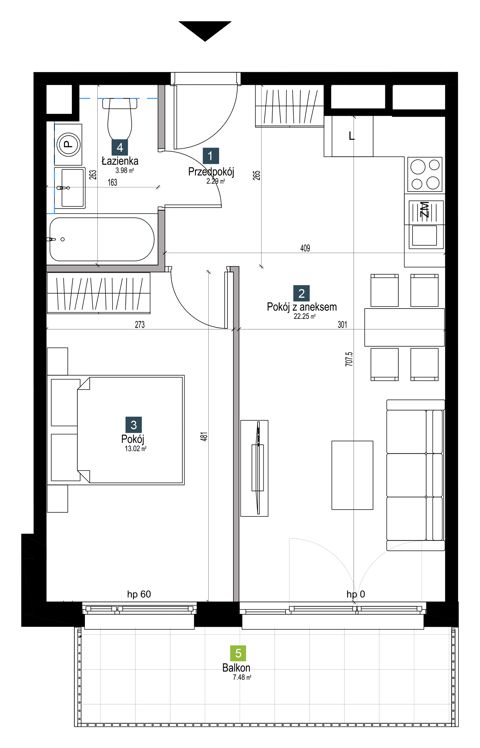 Plan 2 pok. 42m²