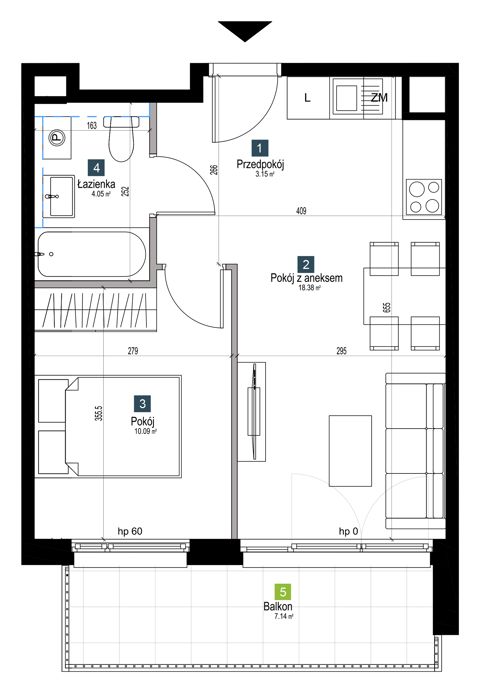 Plan 2 pok. 36m²