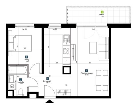 Plan 2 pok. 48m²