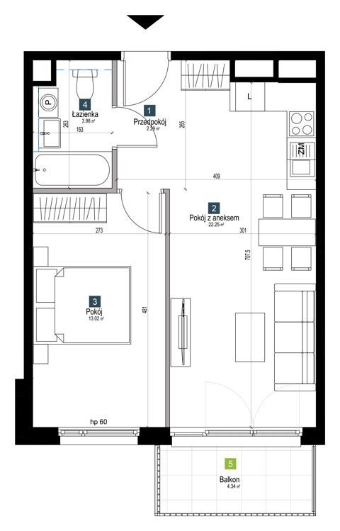 Plan 2 pok. 42m²