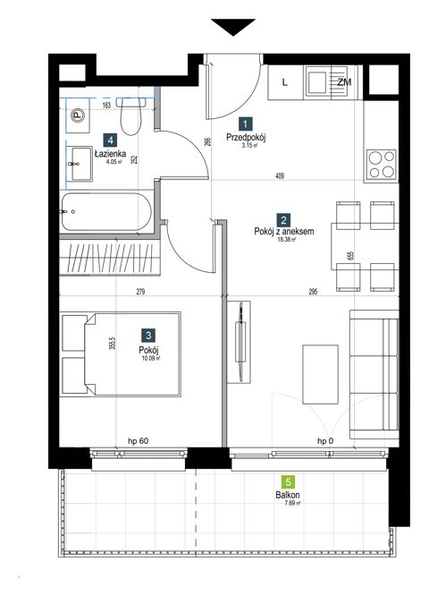 Plan 2 pok. 36m²
