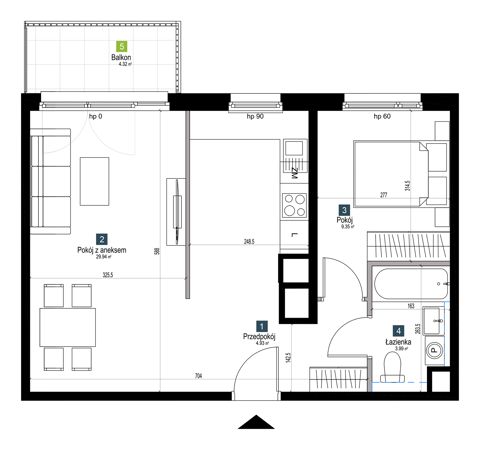 Plan 2 pok. 48m²
