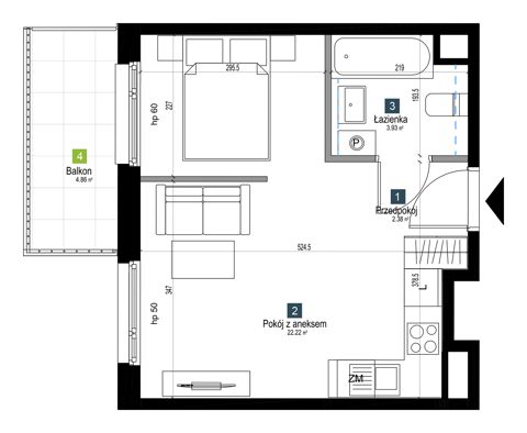 Plan 1 pok. 29m²
