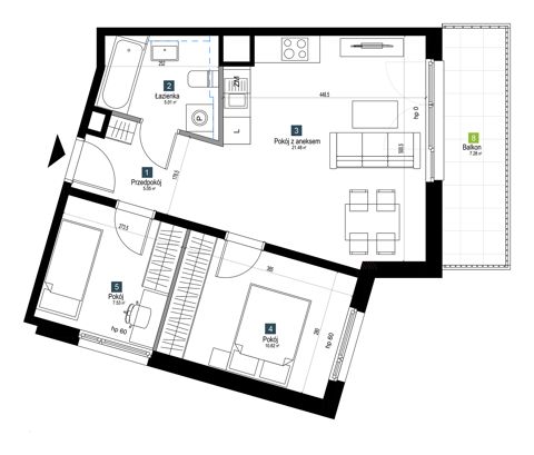 Plan 3 pok. 50m²