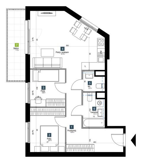 Plan 3 pok. 62m²