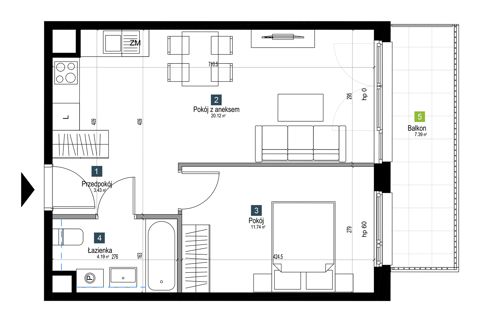 Plan 2 pok. 39m²