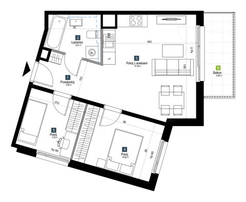 Plan 3 pok. 50m²
