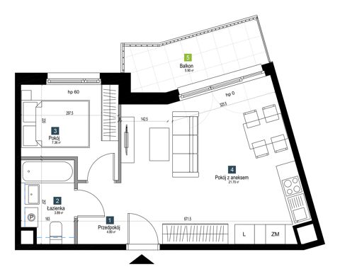 Plan 2 pok. 38m²