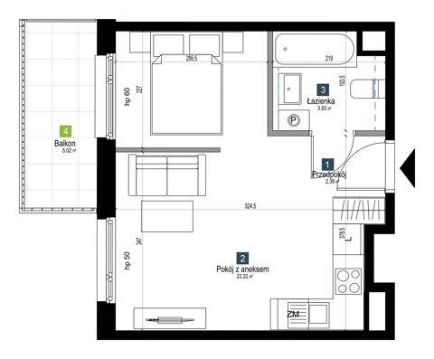 Plan 1 pok. 29m²